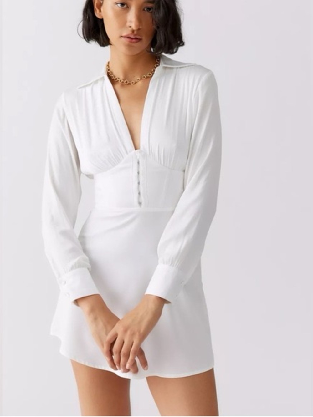 Urban Outfitters White Phoebe Corset Mini Dress